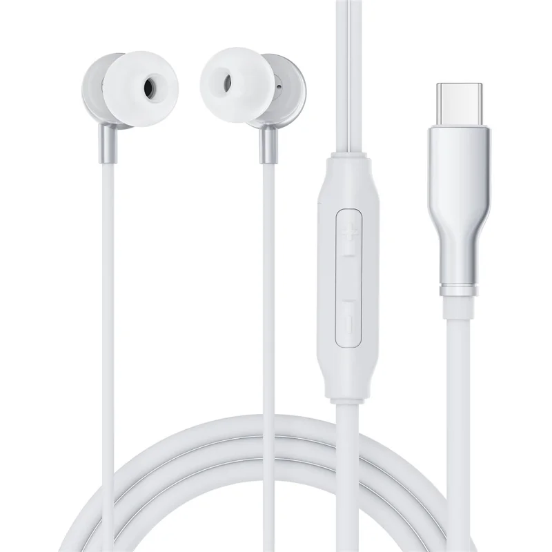ACEFAST L8 Auriculares con cable intraurales para dispositivos USB-C con micrófono, cable de silicona antienredos - Gris