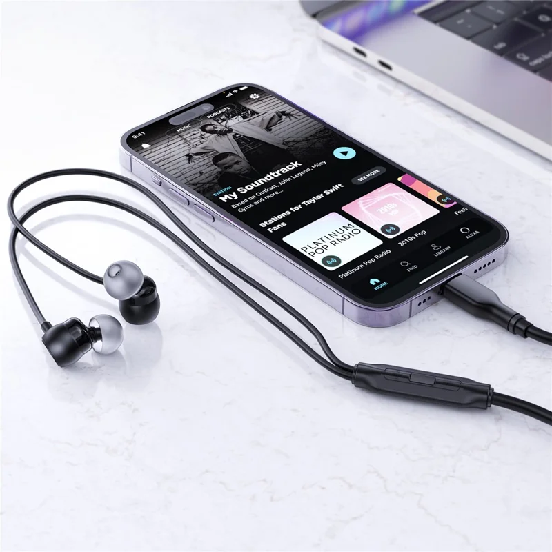 ACEFAST L8 Auriculares con cable intraurales para dispositivos USB-C con micrófono, cable de silicona antienredos - Gris