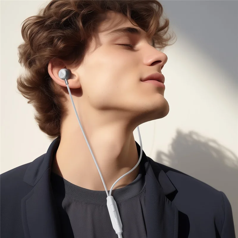 ACEFAST L8 Auriculares con cable intraurales para dispositivos USB-C con micrófono, cable de silicona antienredos - Gris