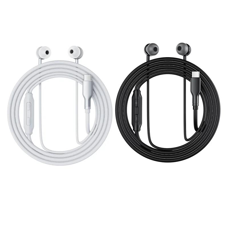 ACEFAST L8 Auriculares con cable intraurales para dispositivos USB-C con micrófono, cable de silicona antienredos - Gris