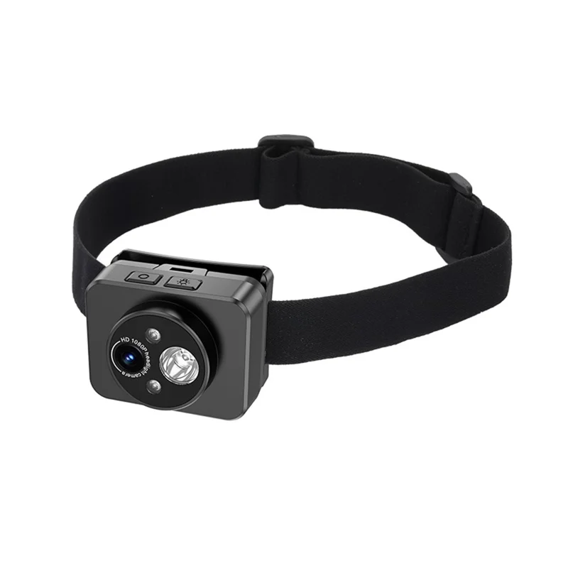 D8 Videocamera Portatile da Esterno HD Montata sul Capo per Sport, Registrazione Video 1080P con Luce Frontale a LED