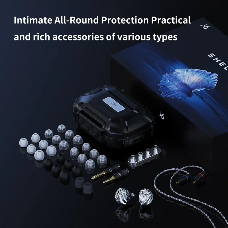 TRN Shell Shape In Ear Monitor HiFi Earphones Four Driver Music Headphones with Detachable Cable - with Mic