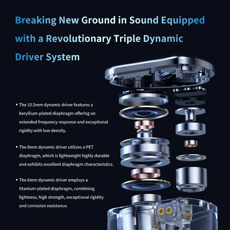 TRN In Ear Wired Headphones with 2 Pin Detachable Cable HiFi Sound 8 Hybrid Driver Earphones - 3.5mm / without Mic