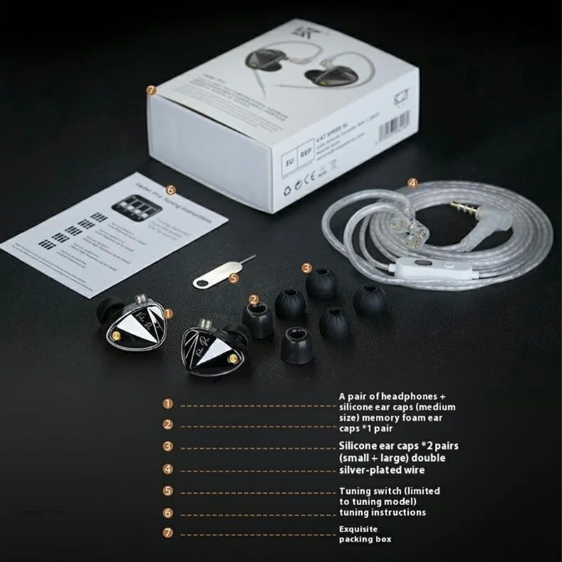 KZ Vader Pro High-End 6-Driver Dynamic In-Ear Earphone Balanced Sound Wired Tuning Headsets - with Microphone