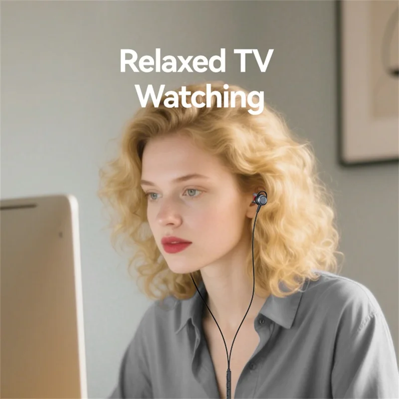 USAMS SJ758 EP-48 słuchawki wewnątrzuszne przewodowe słuchawki z aluminiową stopą Typ-C z trzyprzyciskową kontrolą