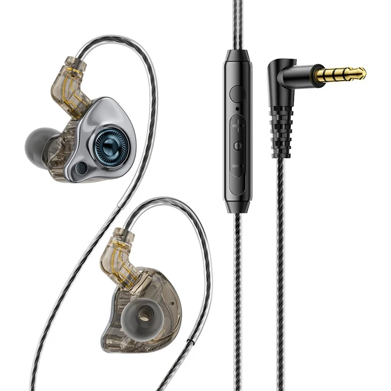 ESSAGER 3.5mm Detachable Wired Earphones In-Ear Gaming Headphones Built-in Microphone, 1.2m - Black