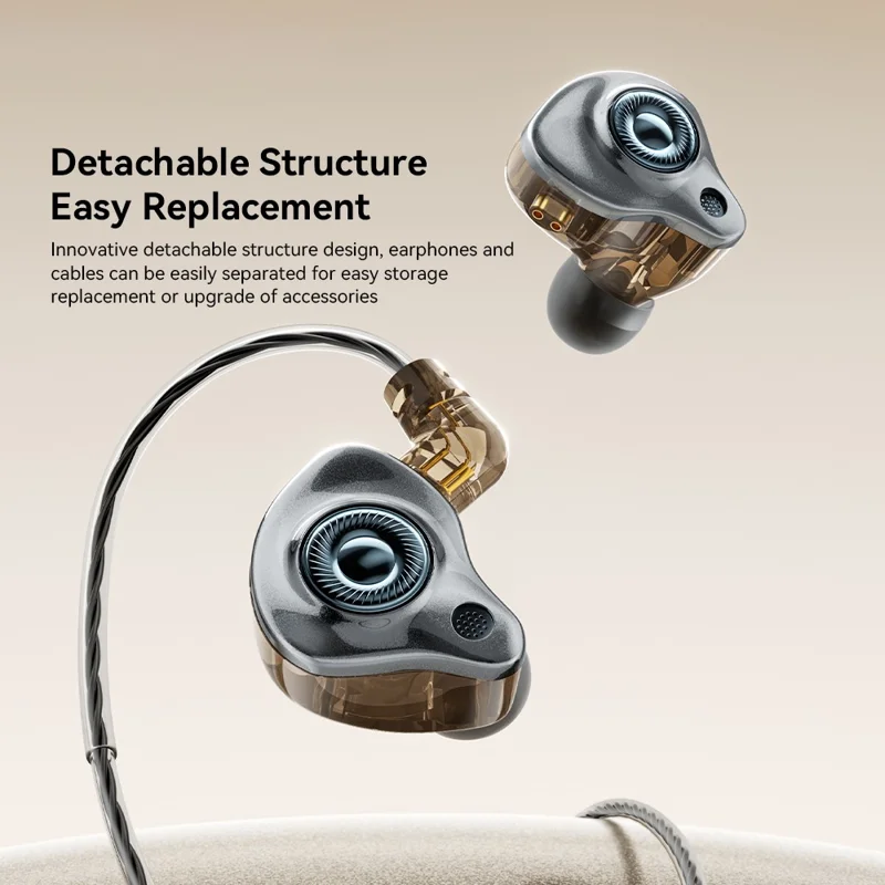 ESSAGER Type C Detachable Wired Earphones In-Ear Gaming Headphones Built-in Microphone, 1.2m - Black