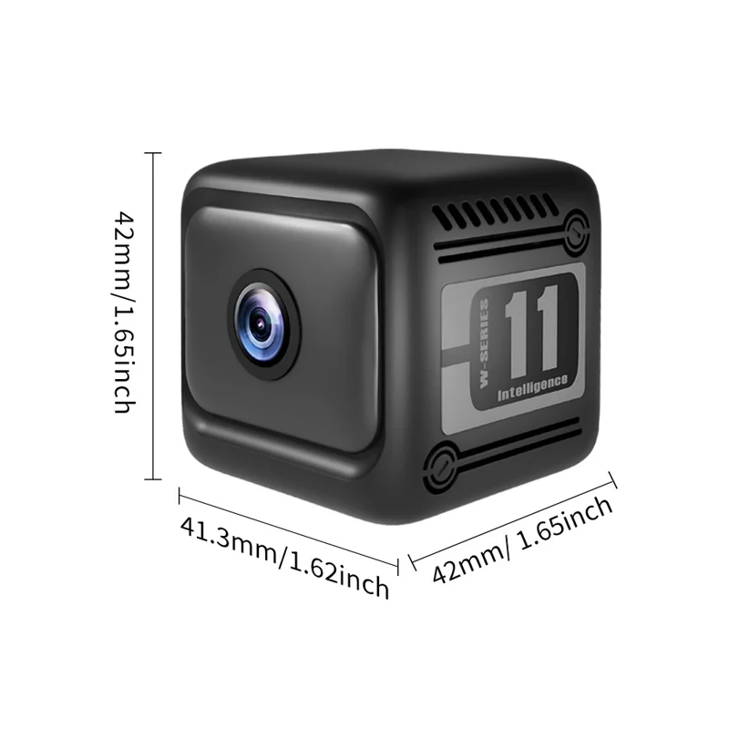 W11 WiFi Mini Telecamera HD con Visione Notturna Wireless Telecamera di Sicurezza con Rilevamento del Movimento per la Sorveglianza Domestica - Nero