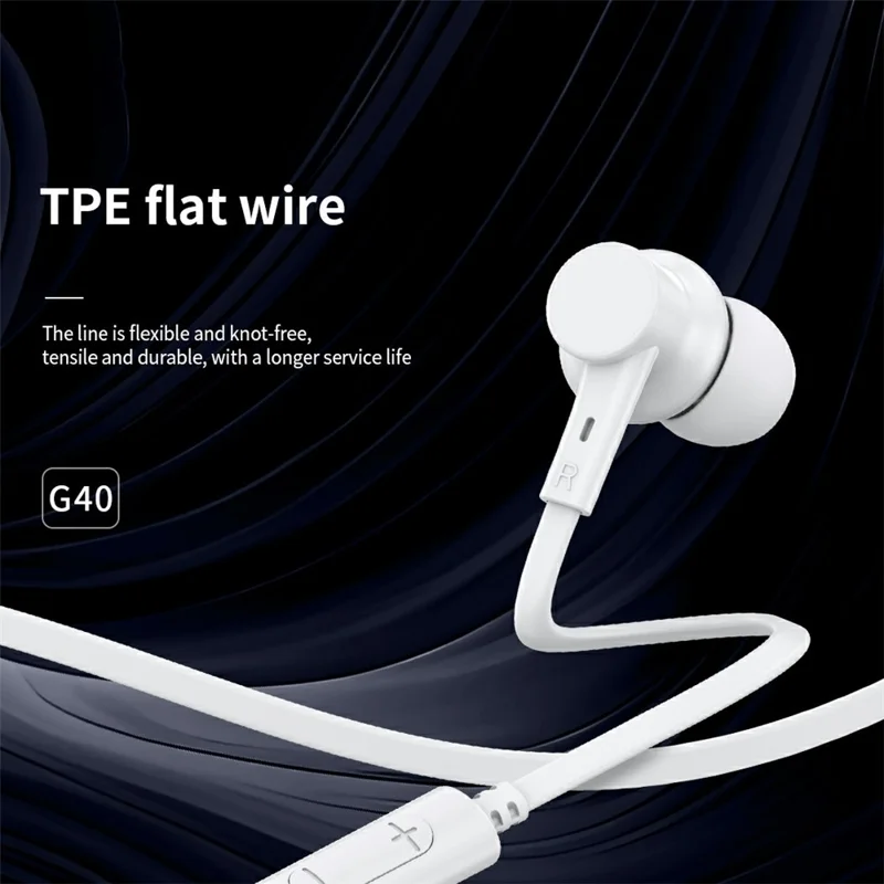 CELEBRAT G40 Type-C Wired In-Ear Earphones Stereo HiFi Sound Earphones with Microphone - White