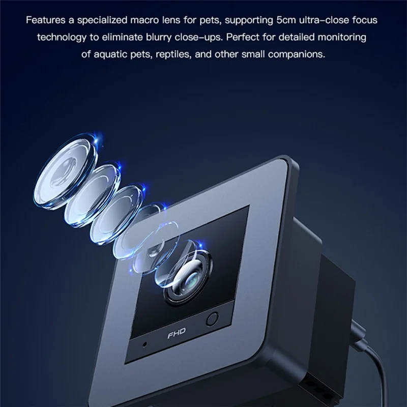 S20M Aquarium Camera Home Two-Way Audio Security Camera Support HD Night Vision for Fish Reptiles - Black