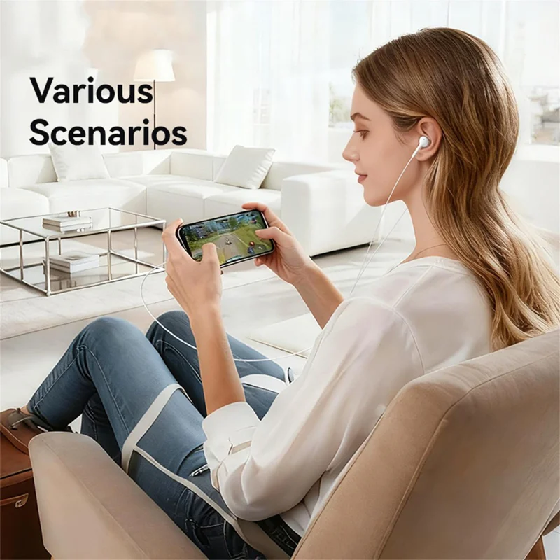 USAMS SJ771 EP-50 1.2m Type-C Digital Wired Earphones Semi-in-ear Earphones with Microphone