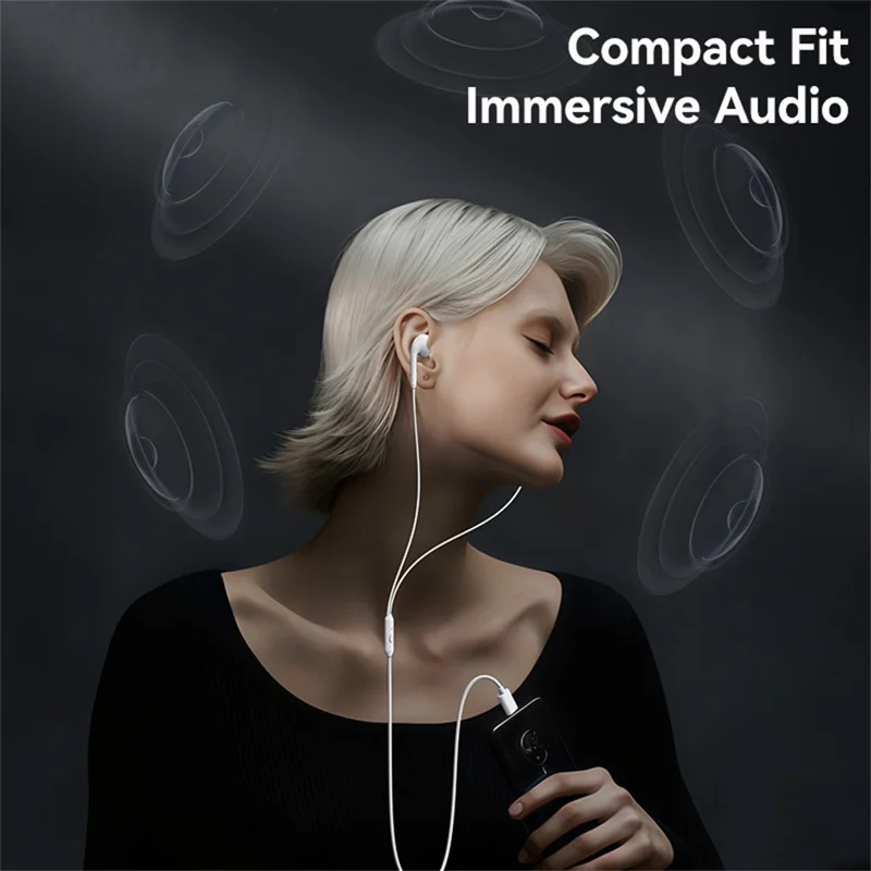 USAMS SJ771 EP-50 1.2m Type-C Digital Wired Earphones Semi-in-ear Earphones with Microphone