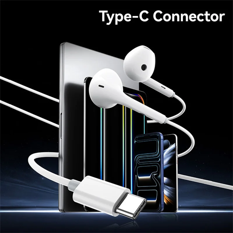 USAMS SJ771 EP-50 1.2m Type-C Digital Wired Earphones Semi-in-ear Earphones with Microphone