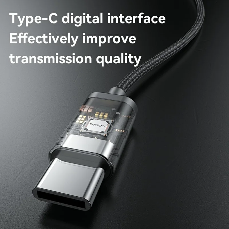 YESIDO YH49 Type-C Digital Ohrhörer verlustfreie Audio-Kabelgebundene Ohrhörer für Desktop / Notebook / Tablet / Handy - Schwarz