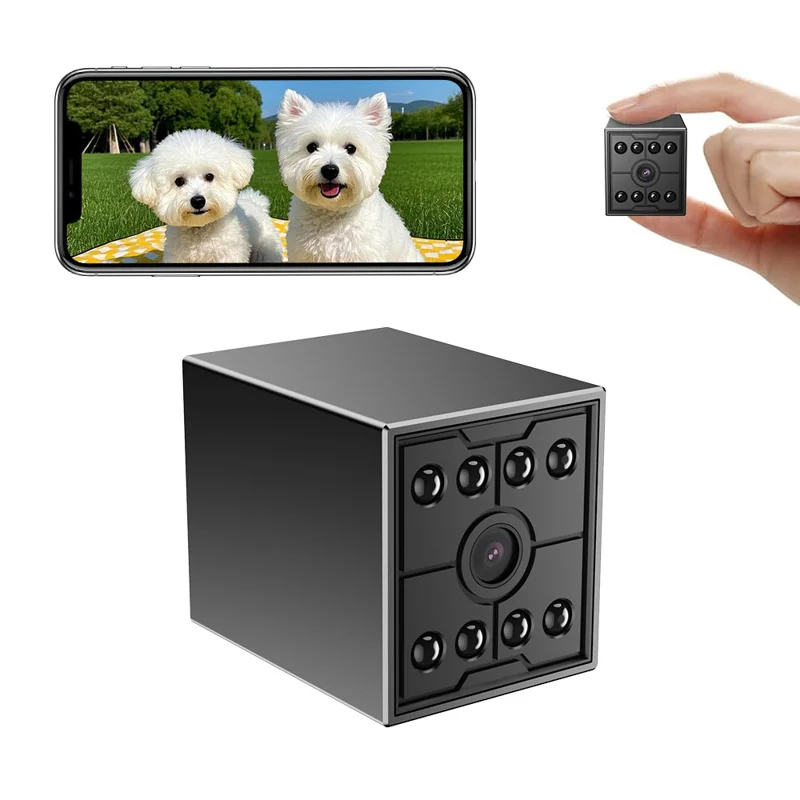 W09 WiFi HD Mini nattevision-kamera med fjernovervågning og bevægelsesdetektering, 1080P sikkerhedskamera - Sort