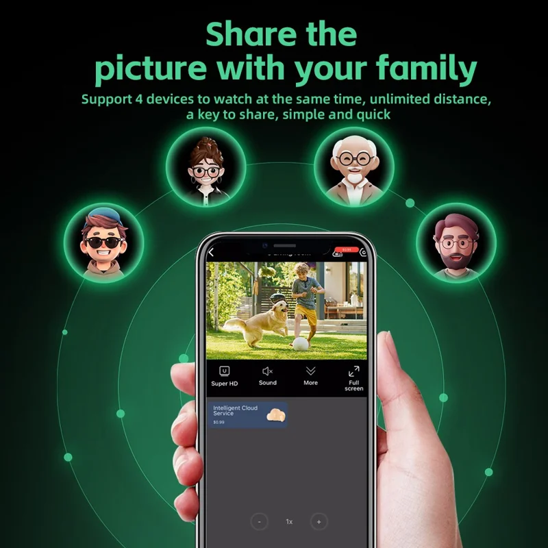 W09 WiFi HD Mini nattevision-kamera med fjernovervågning og bevægelsesdetektering, 1080P sikkerhedskamera - Sort