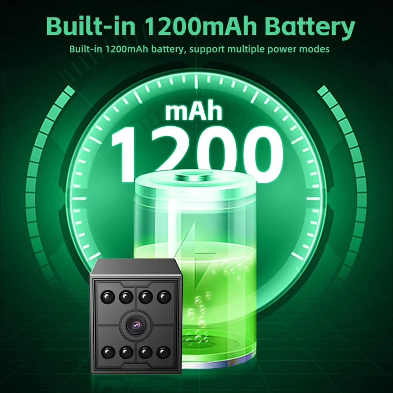 W09 WiFi HD Mini nattevision-kamera med fjernovervågning og bevægelsesdetektering, 1080P sikkerhedskamera - Sort