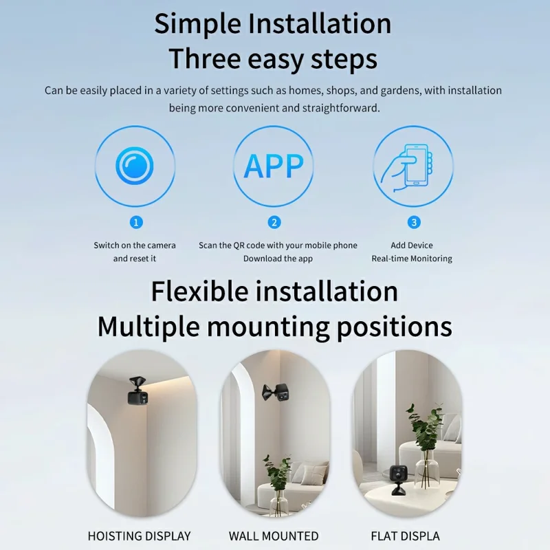B01 Mini WiFi Security Camera 3MP HD 1080P Night Vision PIR Human Detection Wireless Safety Camera for Home Outdoor - Black