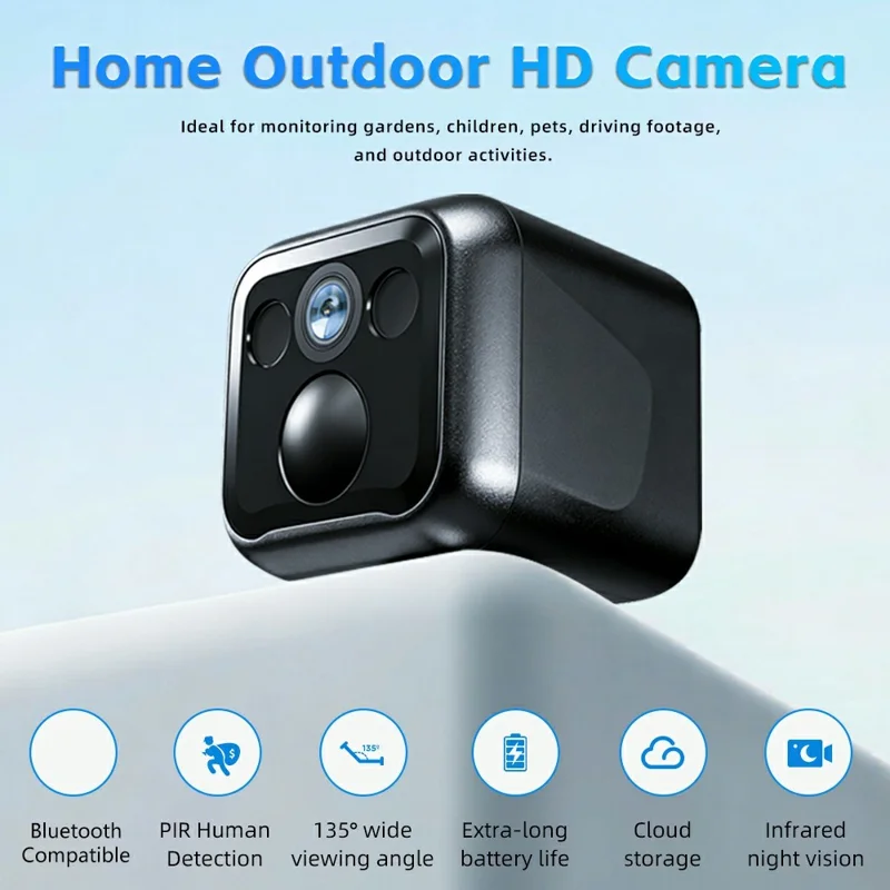 B01 Mini WiFi Security Camera 3MP HD 1080P Night Vision PIR Human Detection Wireless Safety Camera for Home Outdoor - Black