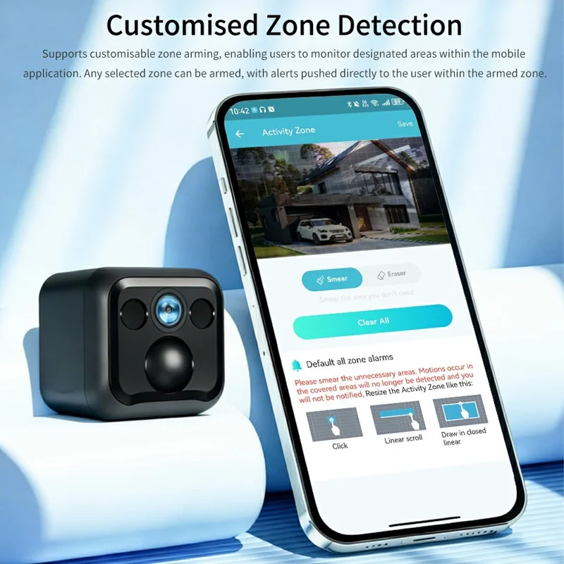 B01 Mini WiFi Security Camera 3MP HD 1080P Night Vision PIR Human Detection Wireless Safety Camera for Home Outdoor - Black