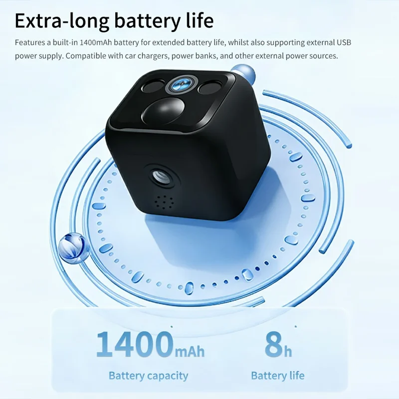 B01 Mini WiFi Security Camera 3MP HD 1080P Night Vision PIR Human Detection Wireless Safety Camera for Home Outdoor - Black