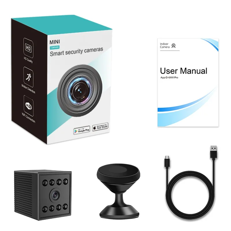 W10 WiFi HD Mini Security Camera Night Vision Motion Detection 1080P Indoor Surveillance Camera - Black