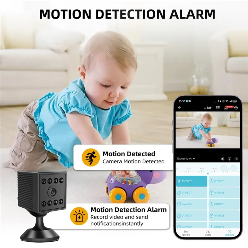 W10 WiFi HD Mini Security Camera Night Vision Motion Detection 1080P Indoor Surveillance Camera - Black