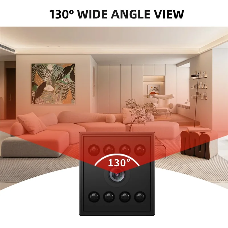 W10 WiFi HD Mini Security Camera Night Vision Motion Detection 1080P Indoor Surveillance Camera - Black