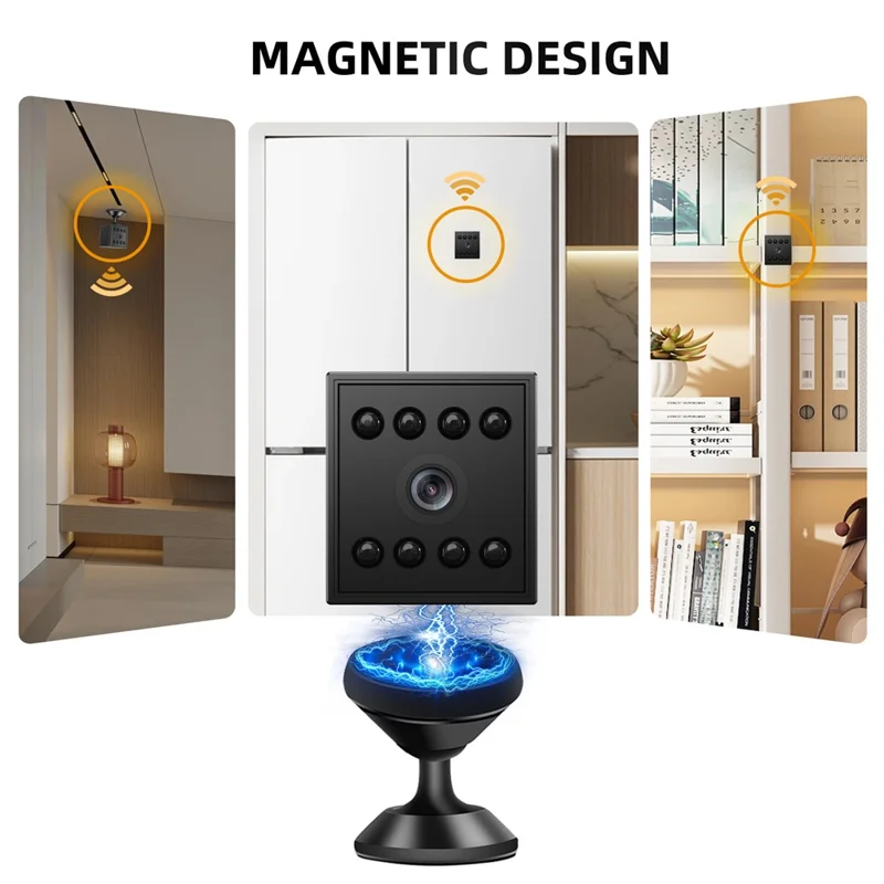 W10 WiFi HD Mini Security Camera Night Vision Motion Detection 1080P Indoor Surveillance Camera - Black