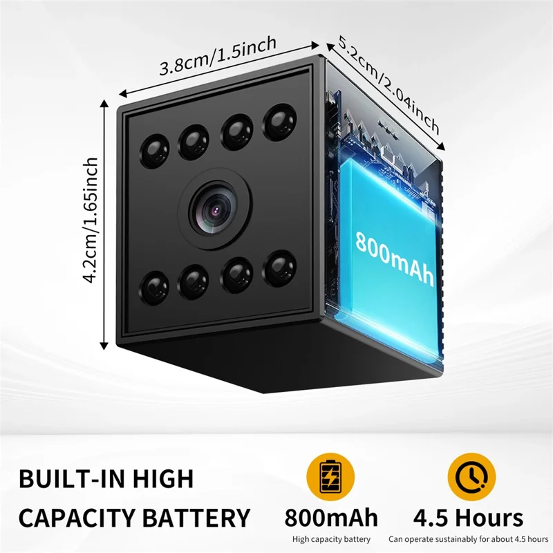 W10 WiFi HD Mini Security Camera Night Vision Motion Detection 1080P Indoor Surveillance Camera - Black