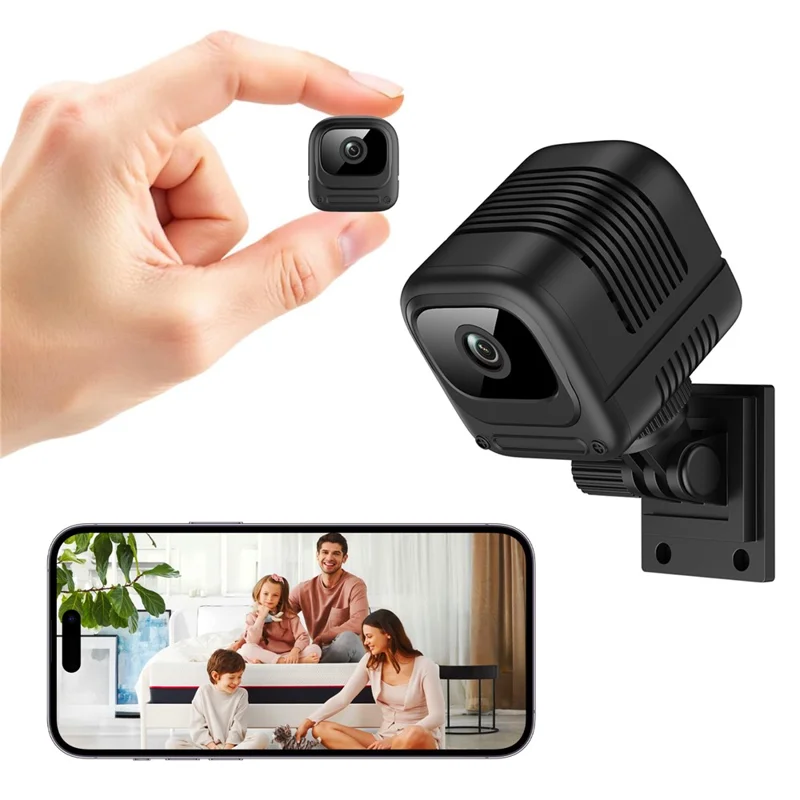 W08 WiFi Mini Camera HD 1080P Infrared Night Vision Motion Detection 130 Degree View Security Cam for Home - Black