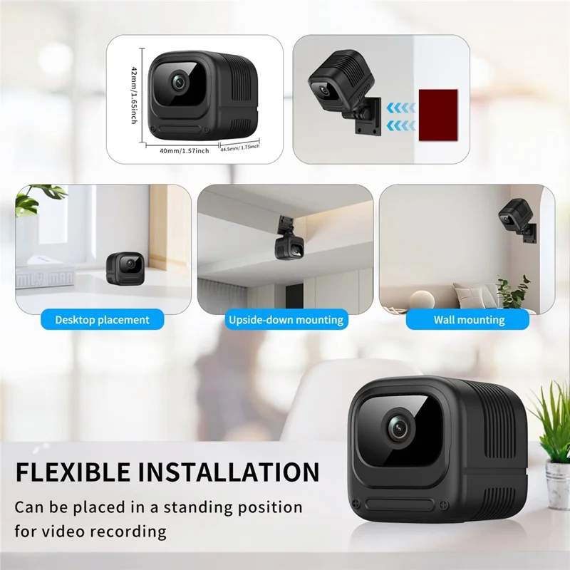 W08 WiFi Mini Camera HD 1080P Infrared Night Vision Motion Detection 130 Degree View Security Cam for Home - Black