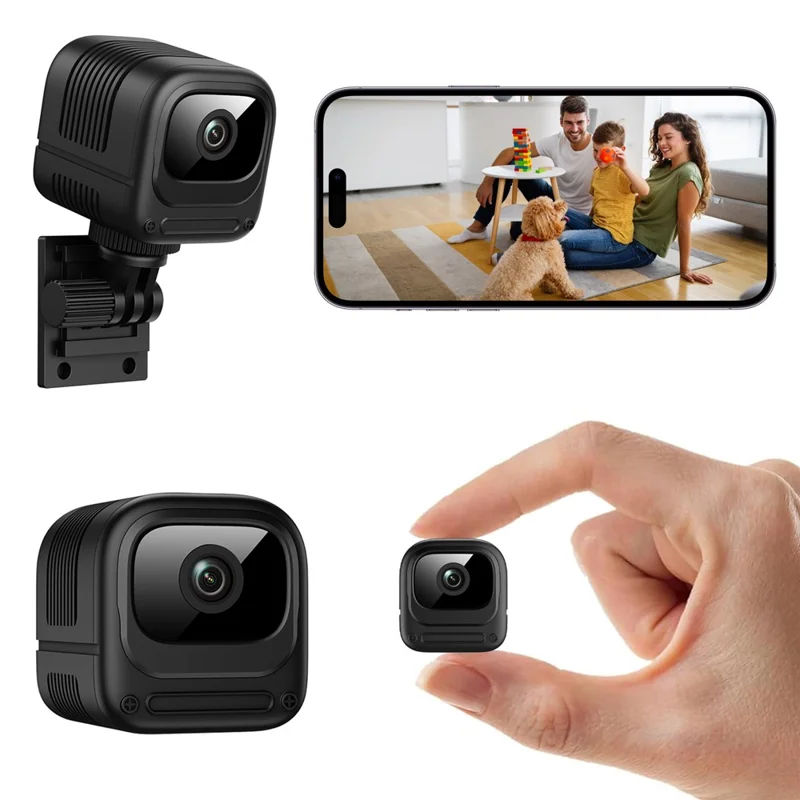 W08 WiFi Mini Camera HD 1080P Infrared Night Vision Motion Detection 130 Degree View Security Cam for Home - Black