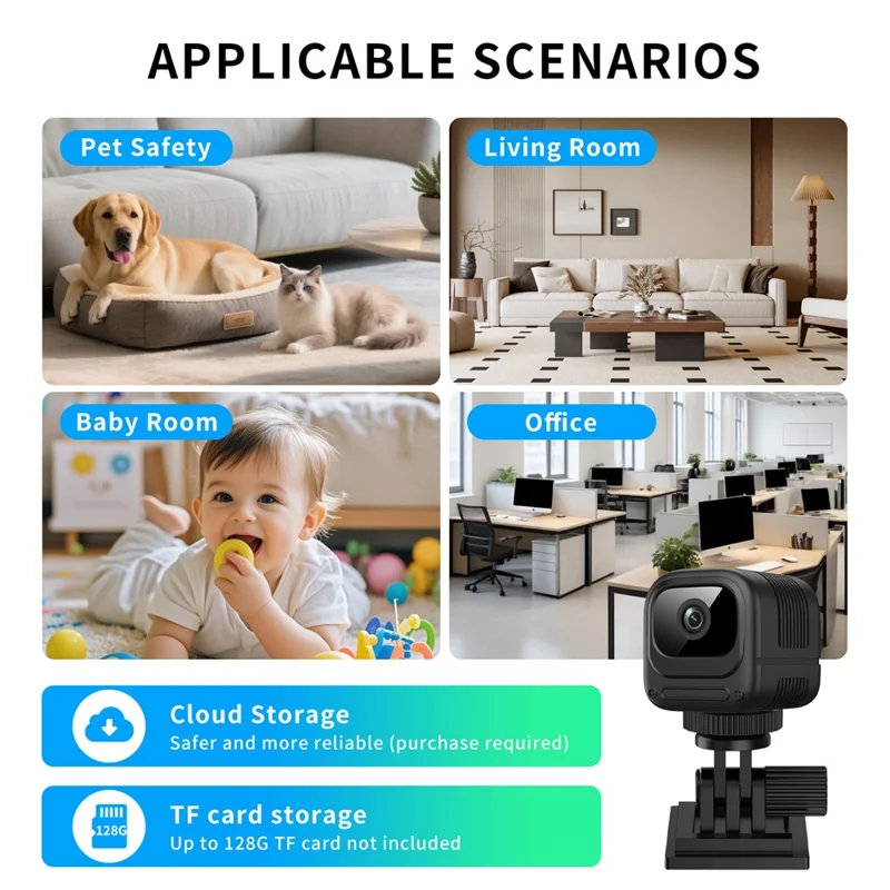 W08 WiFi Mini Camera HD 1080P Infrared Night Vision Motion Detection 130 Degree View Security Cam for Home - Black