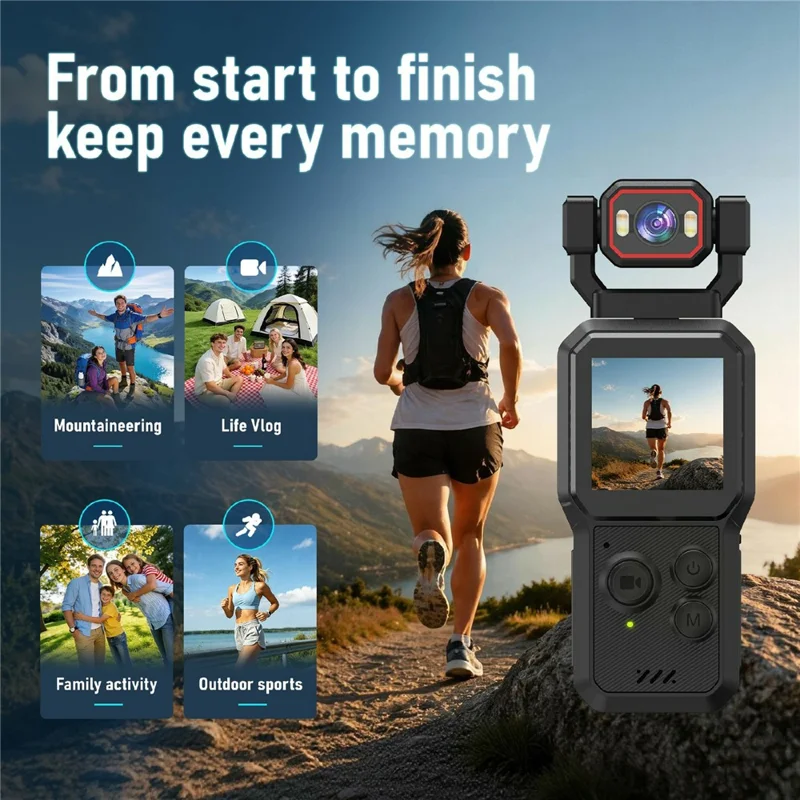 D1 1.54 Inch HD Screen Portable Handheld Camera 4K HD Recording WiFi Bluetooth-compatible Vlogging Camera for Sports - Black