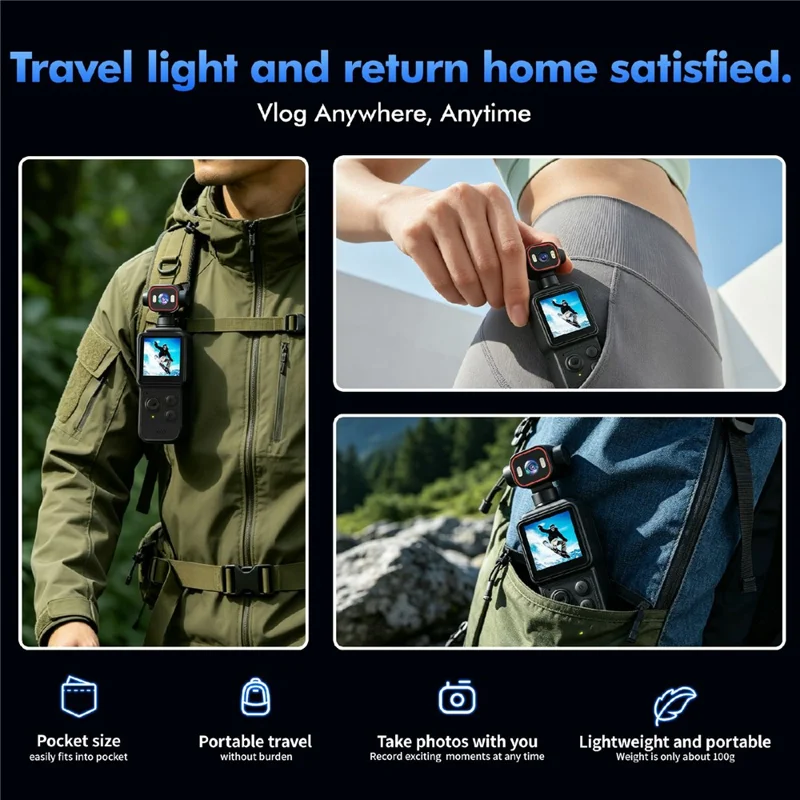 D2 4K Action Camera 270 Degree Rotating Lens 1.54 Inch HD Screen WiFi Sports Camera with LED Light - Black