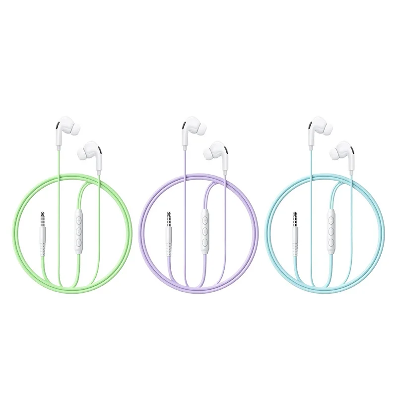 WEKOME YB13 Macaron Series 3.5mm Wired Earphone 10mm Driver Line Control Headphone for Music Calls - Green
