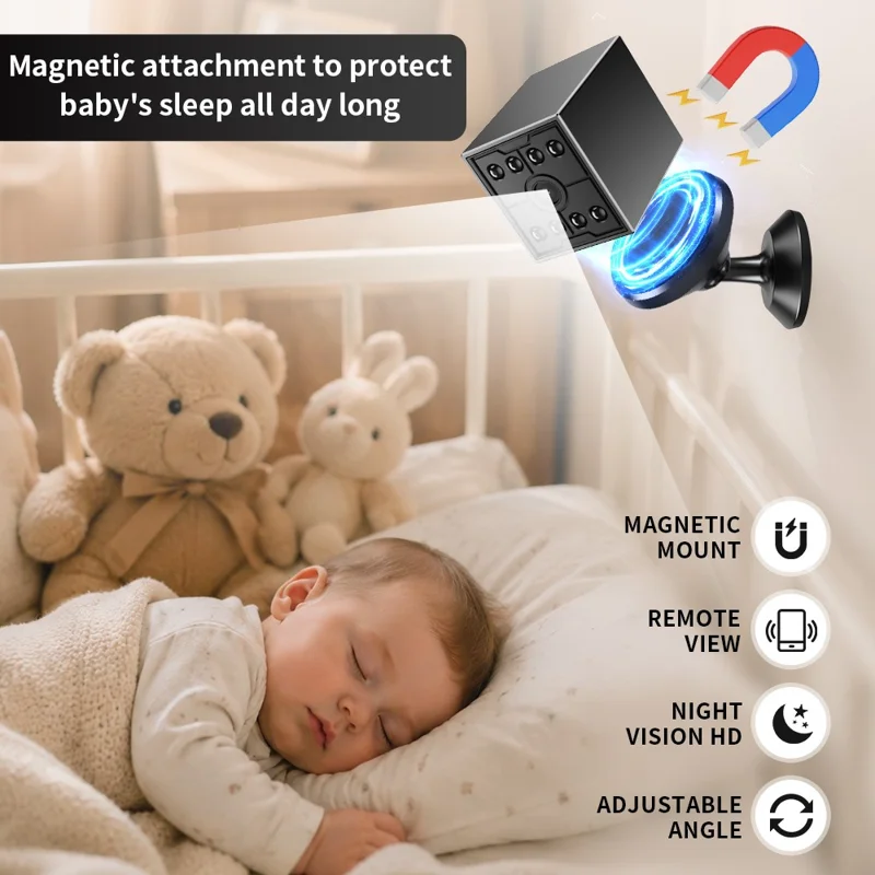 W09 WiFi HD Mini Night Vision Camera 720P Security Cam Motion Detection for Home Office - Black