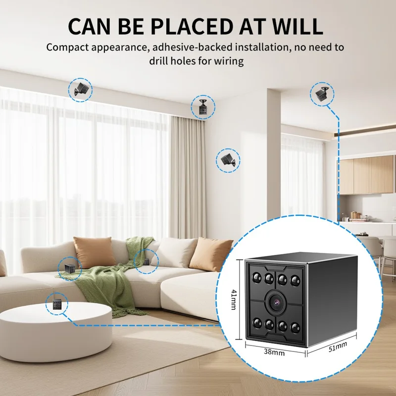 W09 WiFi HD Mini Night Vision Camera 720P Security Cam Motion Detection for Home Office - Black
