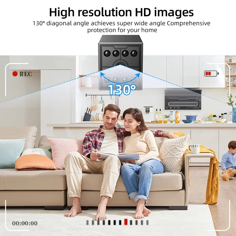 W09 WiFi HD Mini Night Vision Camera 720P Security Cam Motion Detection for Home Office - Black