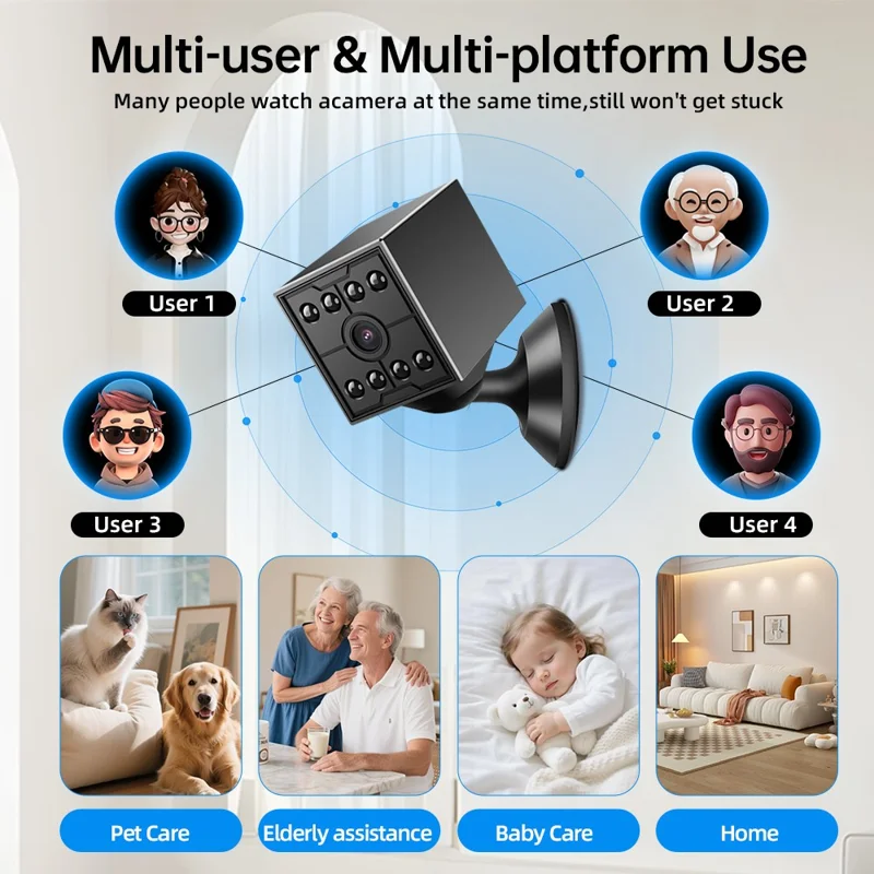 W09 WiFi HD Mini Night Vision Camera 720P Security Cam Motion Detection for Home Office - Black
