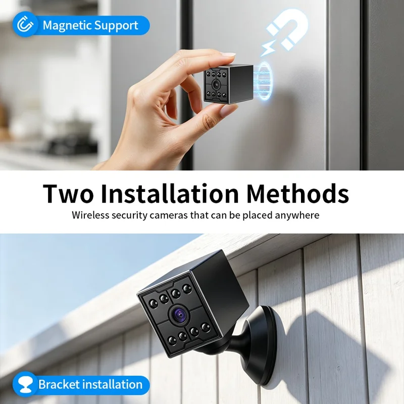 W09 WiFi HD Mini Night Vision Camera 720P Security Cam Motion Detection for Home Office - Black