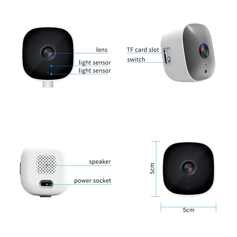 K7 WiFi Camera HD Mini 1080P Full Color Night Vision Two-Way Audio Wide Angle for Indoor Security - White