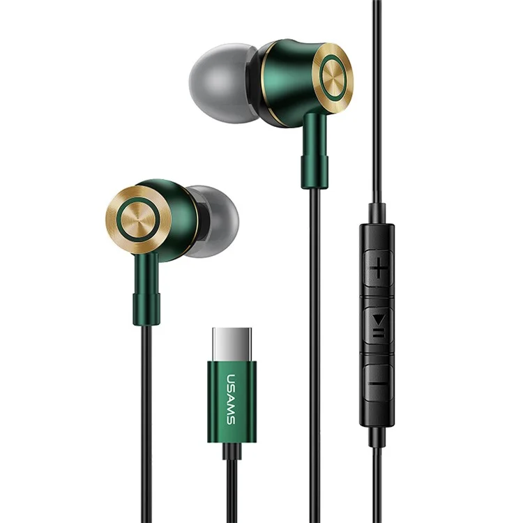 USAMS US-SJ482-EP-43 Type-C In-ear Metal Kopfhörer Stereo-Kopfhörer, 1,2 m - Grün