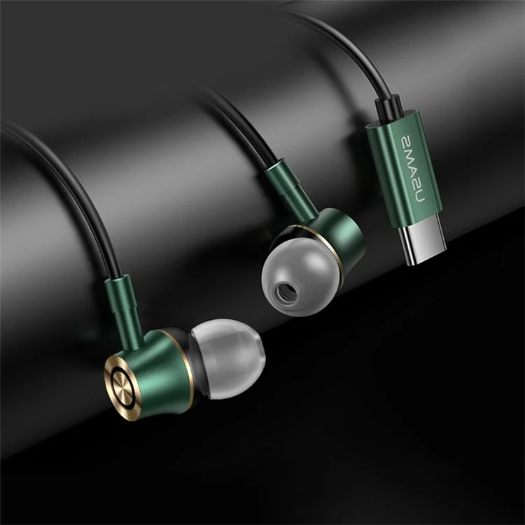 USAMS US-SJ482-EP-43 Type-C In-ear Metal Kopfhörer Stereo-Kopfhörer, 1,2 m - Grün