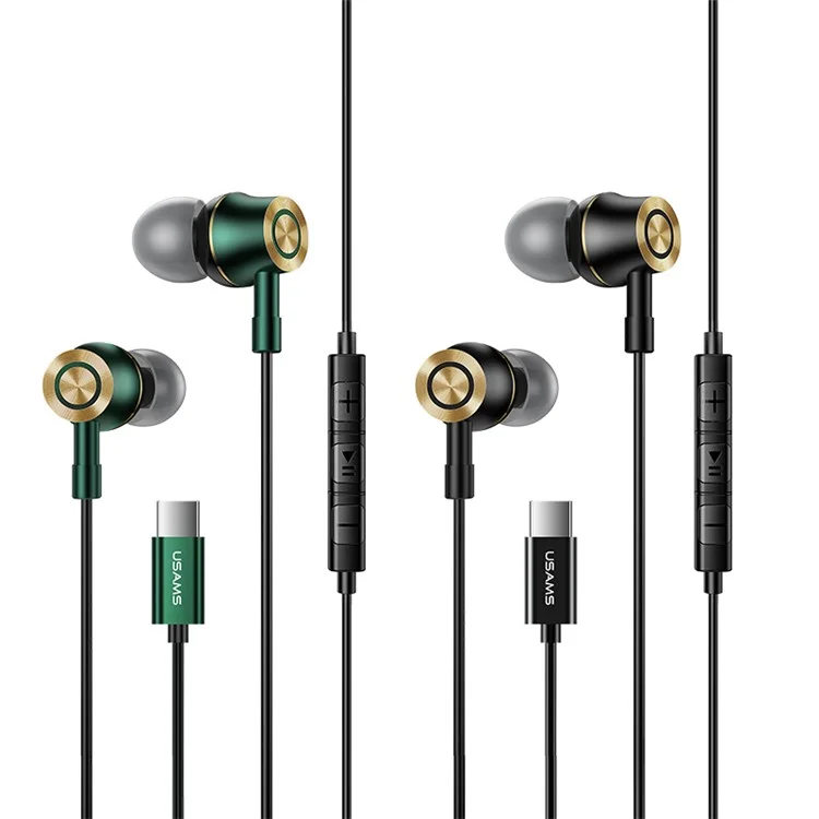 USAMS US-SJ482-EP-43 Type-C In-ear Metal Kopfhörer Stereo-Kopfhörer, 1,2 m - Grün