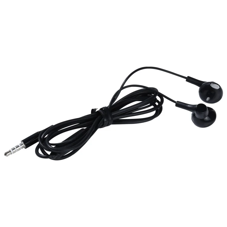 3.5mm Wired Control Earphones 1m In-ear Headset Headphones Hands-free Earbuds for Huawei Samsung - Black