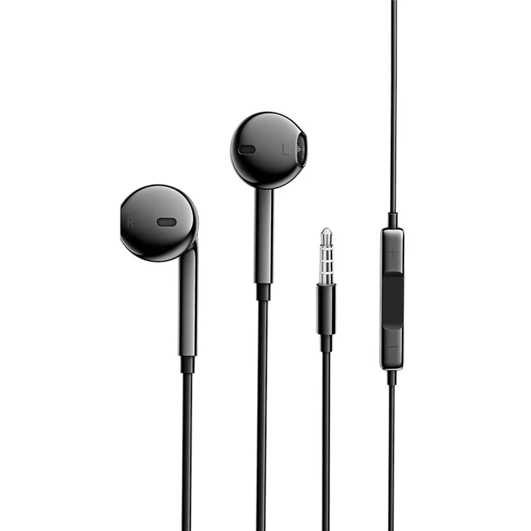 ESSAGER EJ01 3.5mm Wired Control Deep Bass Earphone 1.2m Music Mobile Phone Headset Earbuds for iPhone Huawei - Black