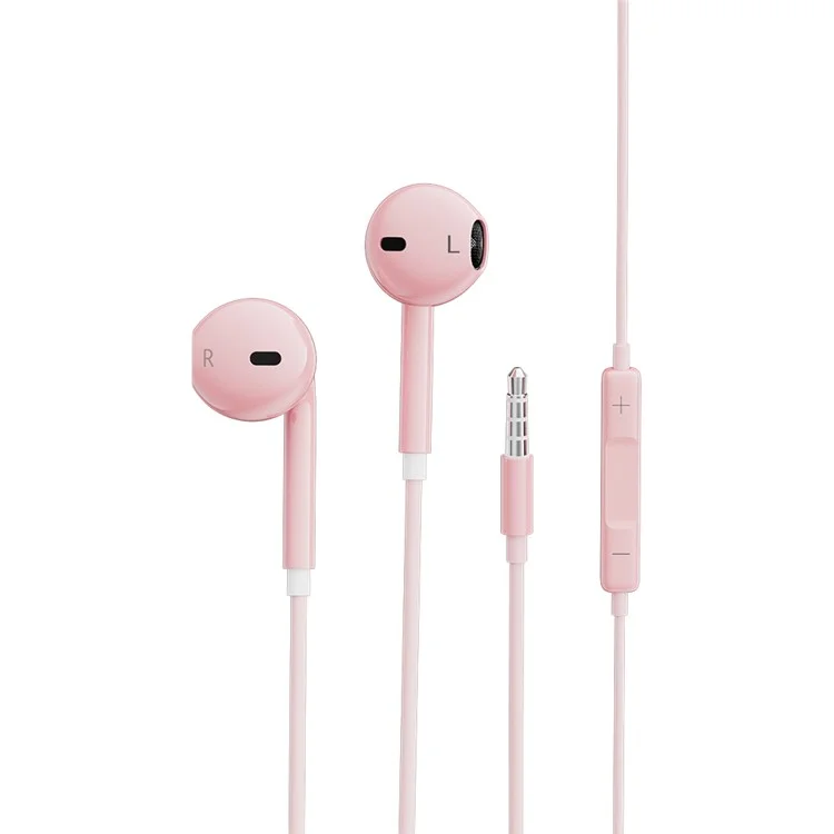 ENSAGER EJ01 3.5mm Verdrahtungssteuerung Deep Bass Kopfhörer 1.2m Musik Handy Headset Ohrhörer Für IPhone Huawei - Rosa