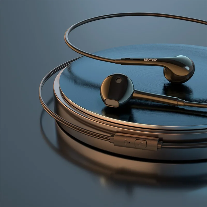 AWEI PC-7 3.5mm Wired Earphones In-ear Mobile Phone Music Headset with Mic Line Control - White